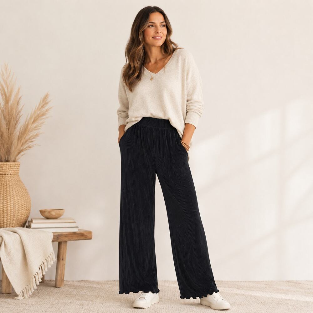 Joie Wide-Leg Pants Women's Size M Black High Rise Pull On Minimalist Office